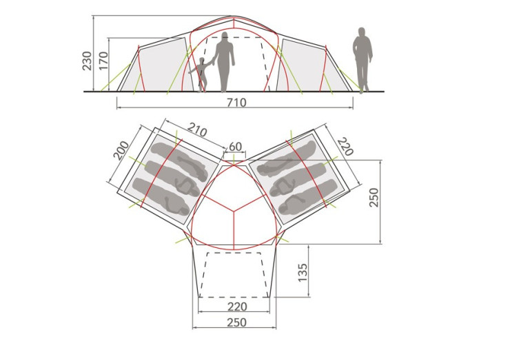 Tente de randonnée Badawi Long 6P Vaude