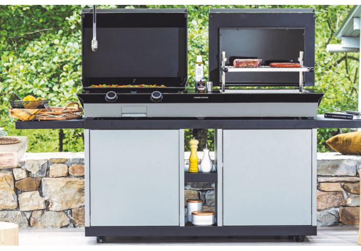 Plancha et Grill Combi Acier Forge Adour pour 15/20 personnes