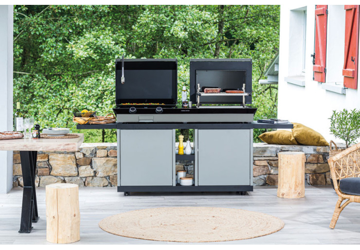 Plancha et Grill Combi Acier Forge Adour pour 15/20 personnes