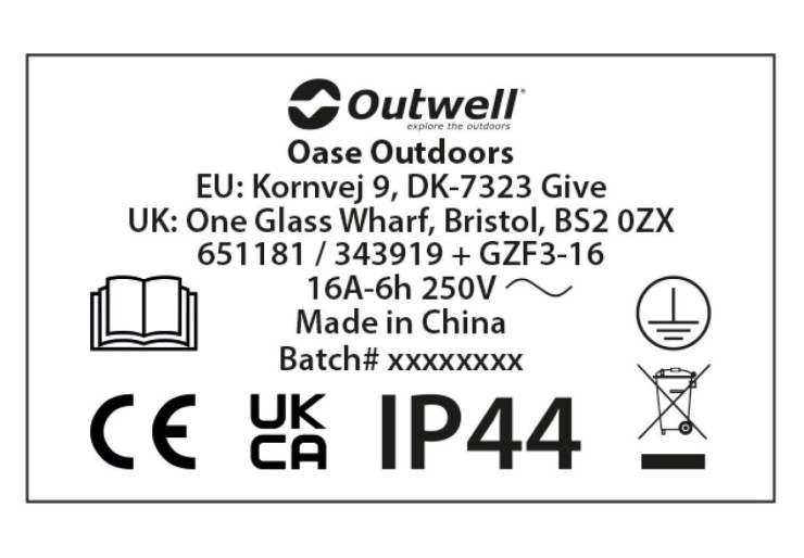 Prise femelle type C Outwell Opus