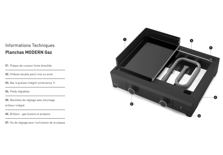 Plancha Forge Adour Modern Gaz 75 Acier Noir