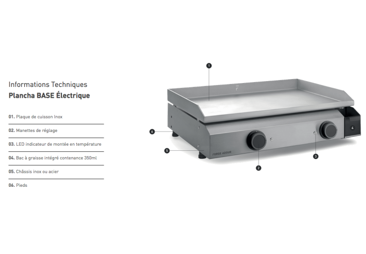 Plancha électrique Forge Adour Base 60 Inox