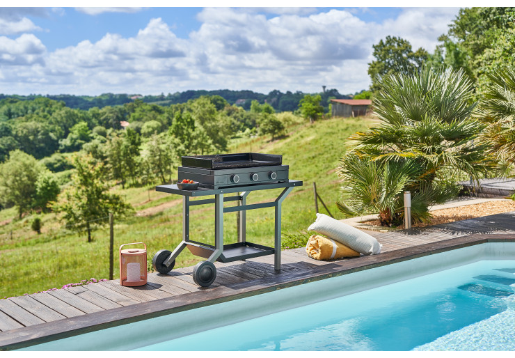 Table roulante Forge Adour Acier noir et gris clair 