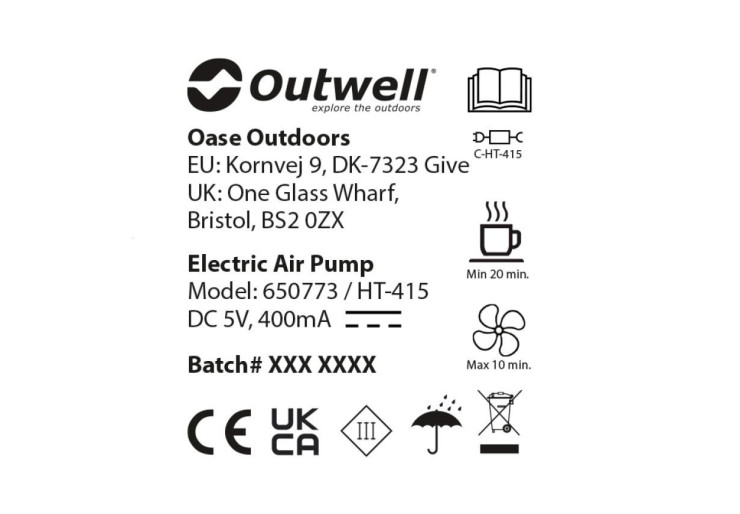 Pompe électrique Outwell alimentée par USB