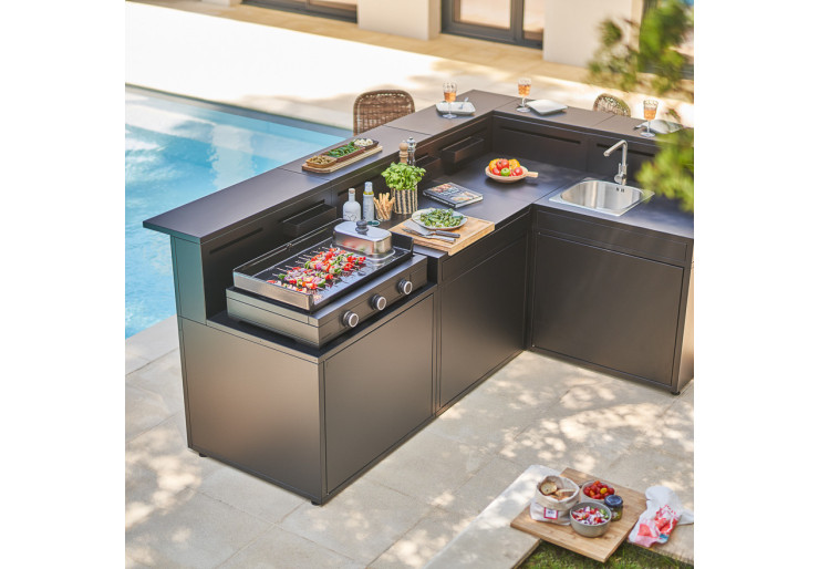 Support plancha Forge Adour Acier fermé noir