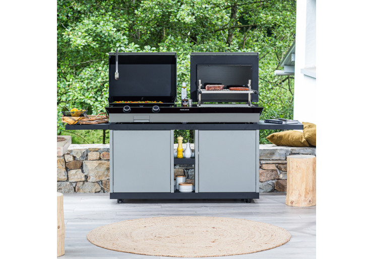 Forge Adour Table roulante Acier fermé noir et blanc pour Combi
