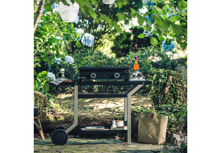 Table roulante Forge Adour Acier noir et gris clair 