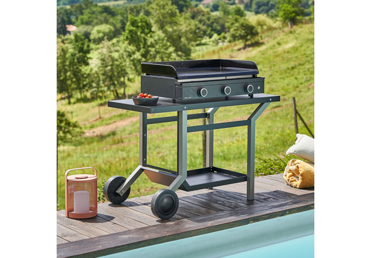 Table roulante Forge Adour Acier noir et gris clair 