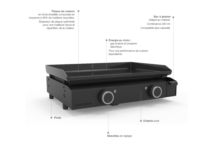 Plancha électrique Forge Adour Base 60 Inox